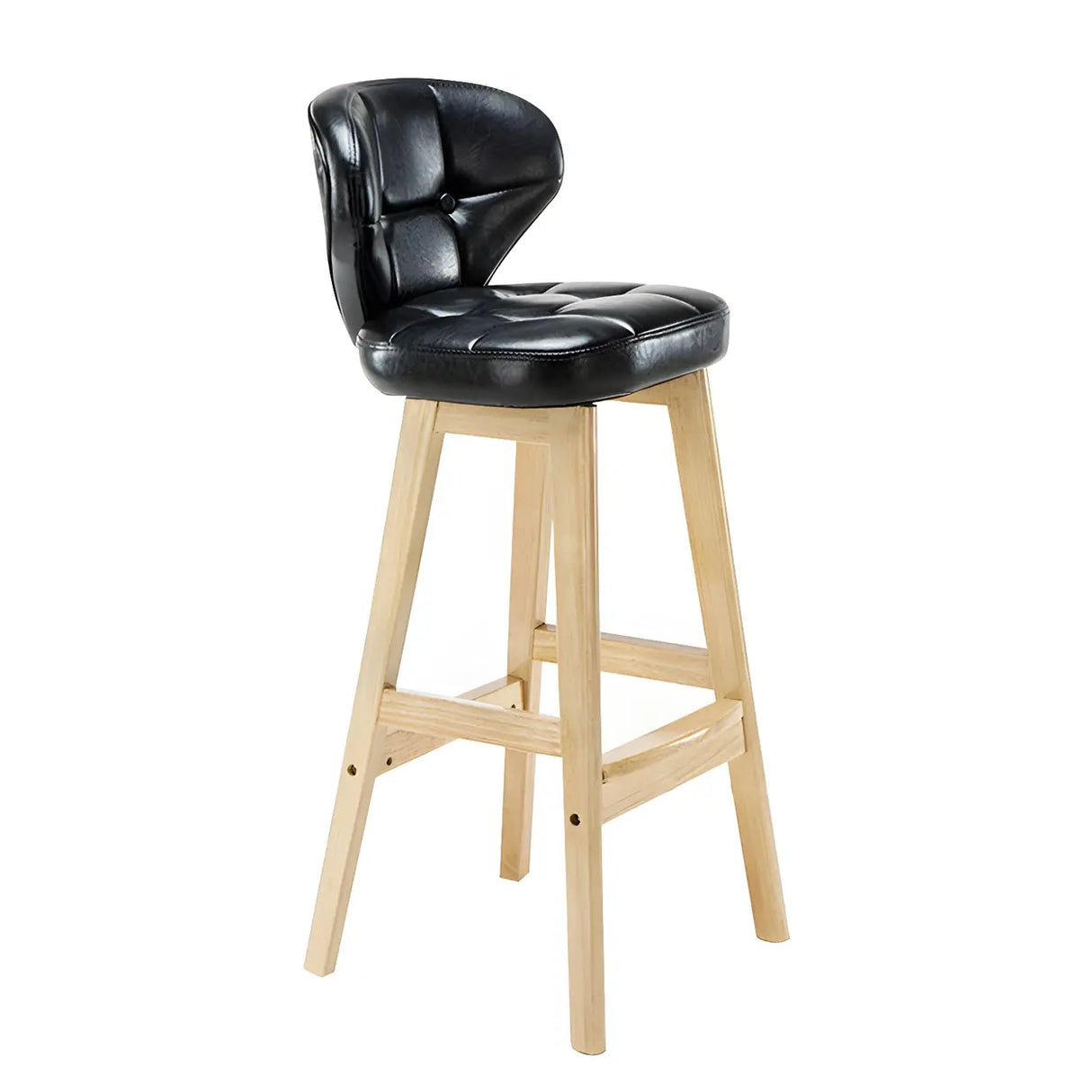 Espresso Wood Leather Upholstered Backrest Bar Stool Image - 12