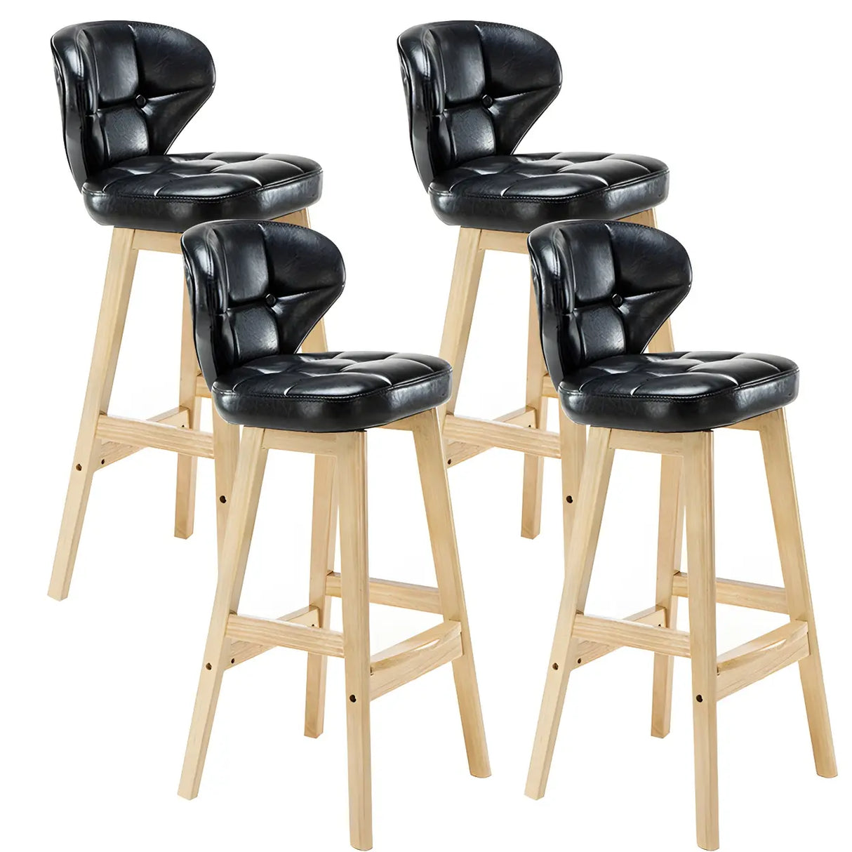 Espresso Wood Leather Upholstered Backrest Bar Stool Image - 13