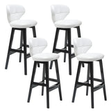 Espresso Wood Leather Upholstered Backrest Bar Stool Image - 15