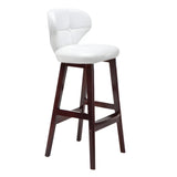 Espresso Wood Leather Upholstered Backrest Bar Stool Image - 16