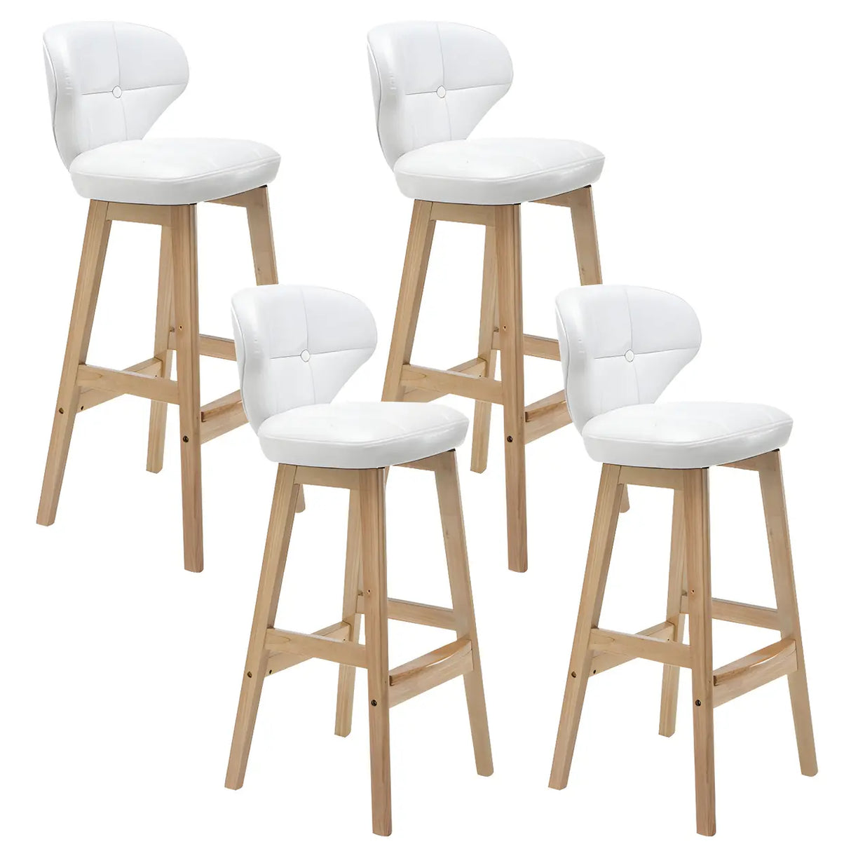 Espresso Wood Leather Upholstered Backrest Bar Stool Image - 19