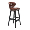 Espresso Wood Leather Upholstered Backrest Bar Stool Image - 24