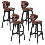 Espresso Wood Leather Upholstered Backrest Bar Stool Image - 25