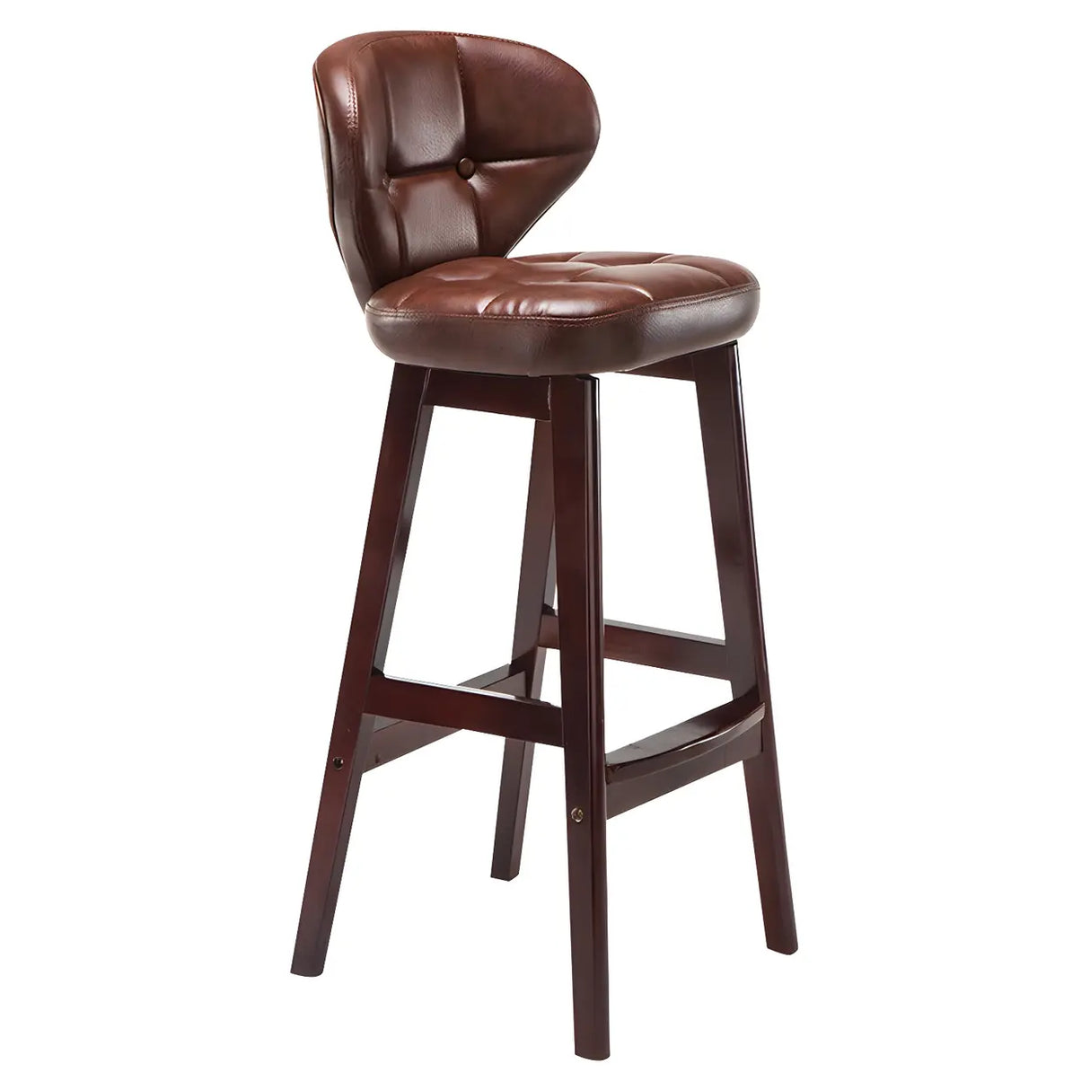 Espresso Wood Leather Upholstered Backrest Bar Stool Image - 26