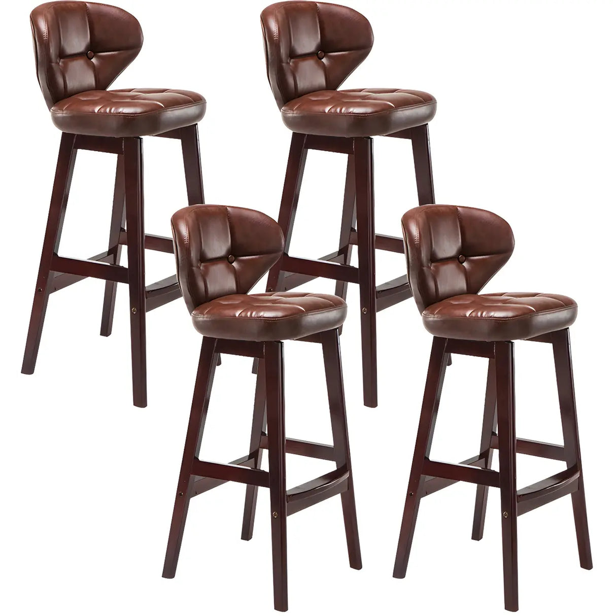 Espresso Wood Leather Upholstered Backrest Bar Stool Image - 27