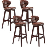 Espresso Wood Leather Upholstered Backrest Bar Stool Image - 27