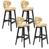 Espresso Wood Leather Upholstered Backrest Bar Stool Image - 31