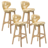 Espresso Wood Leather Upholstered Backrest Bar Stool Image - 33