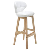 Espresso Wood Leather Upholstered Backrest Bar Stool Image - 38