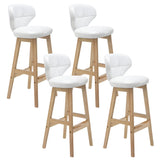 Espresso Wood Leather Upholstered Backrest Bar Stool Image - 39