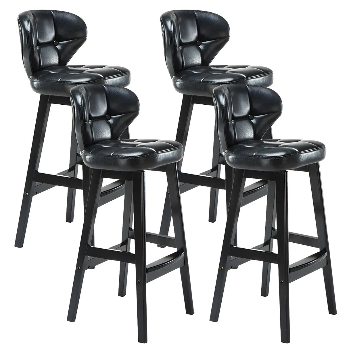 Espresso Wood Leather Upholstered Backrest Bar Stool Image - 5