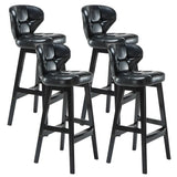 Espresso Wood Leather Upholstered Backrest Bar Stool Image - 5