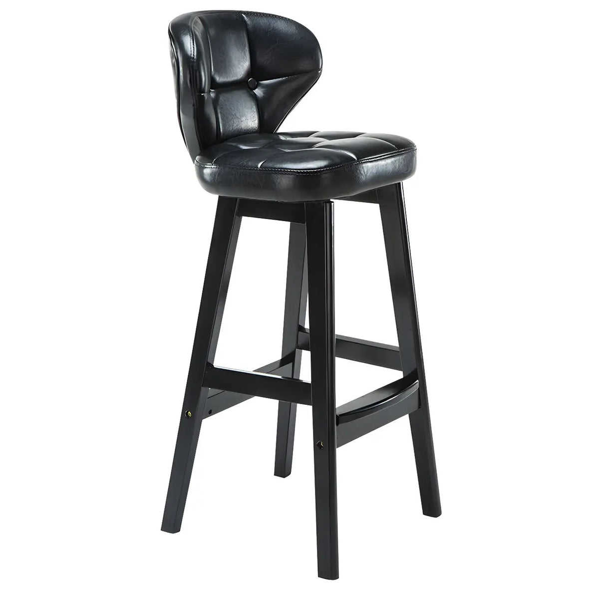 Espresso Wood Leather Upholstered Backrest Bar Stool Image - 7