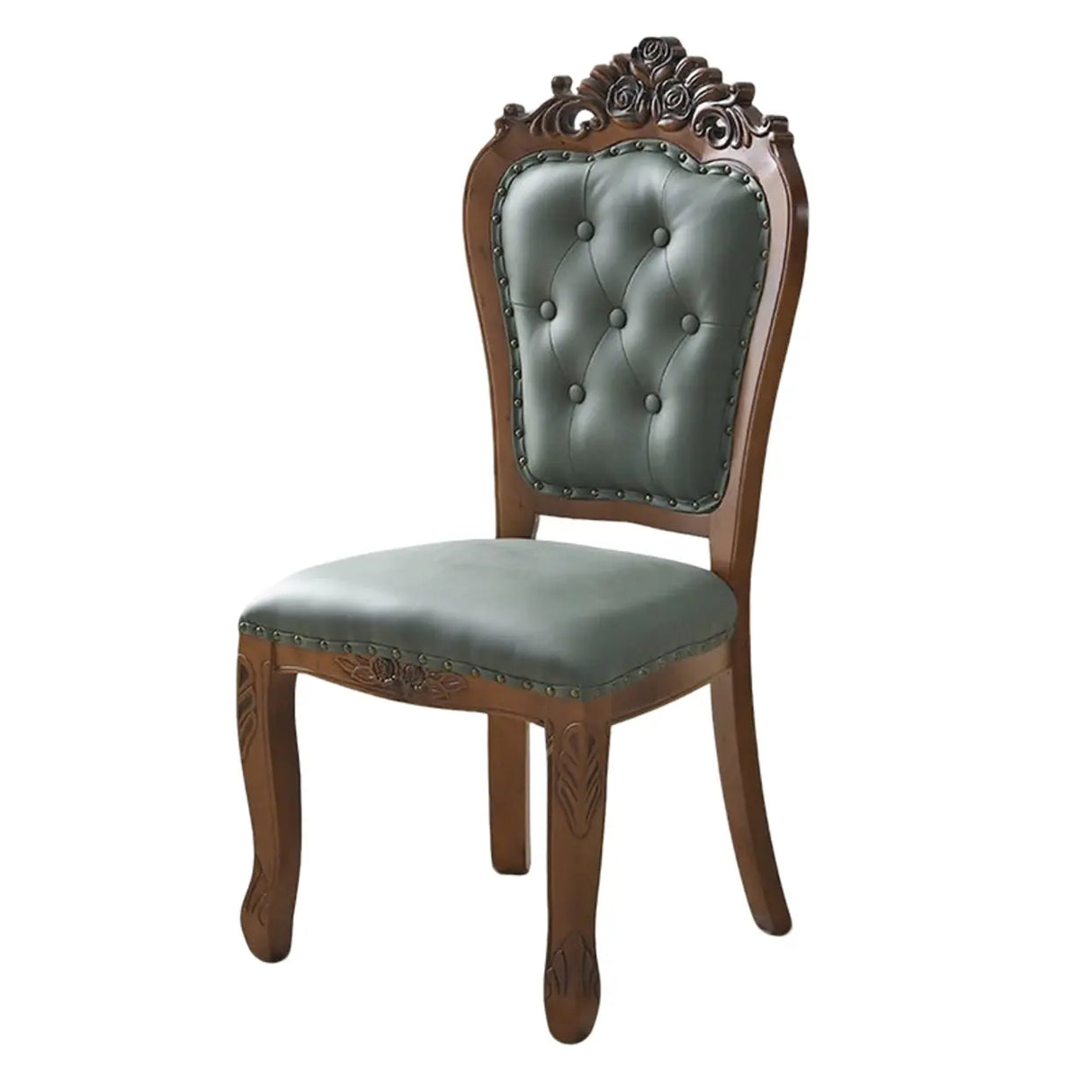 European Style Vintage Wooden Upholstered Dining Chair Image - 10