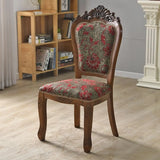 European Style Vintage Wooden Upholstered Dining Chair Image - 20