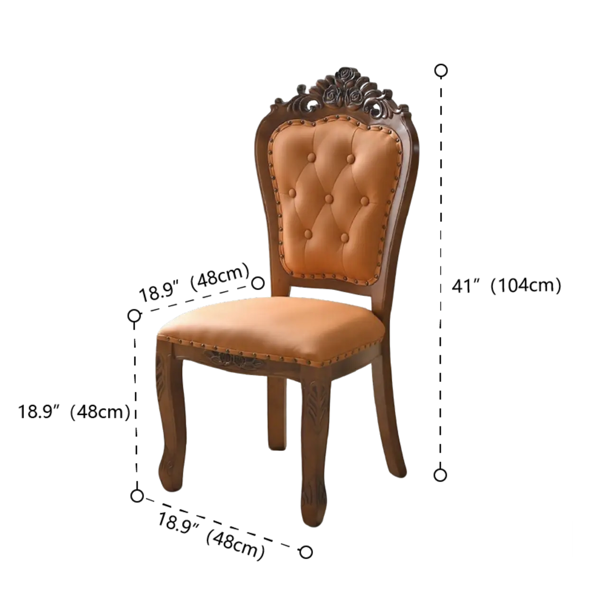European Style Vintage Wooden Upholstered Dining Chair 