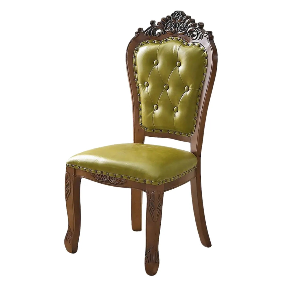European Style Vintage Wooden Upholstered Dining Chair Image - 7