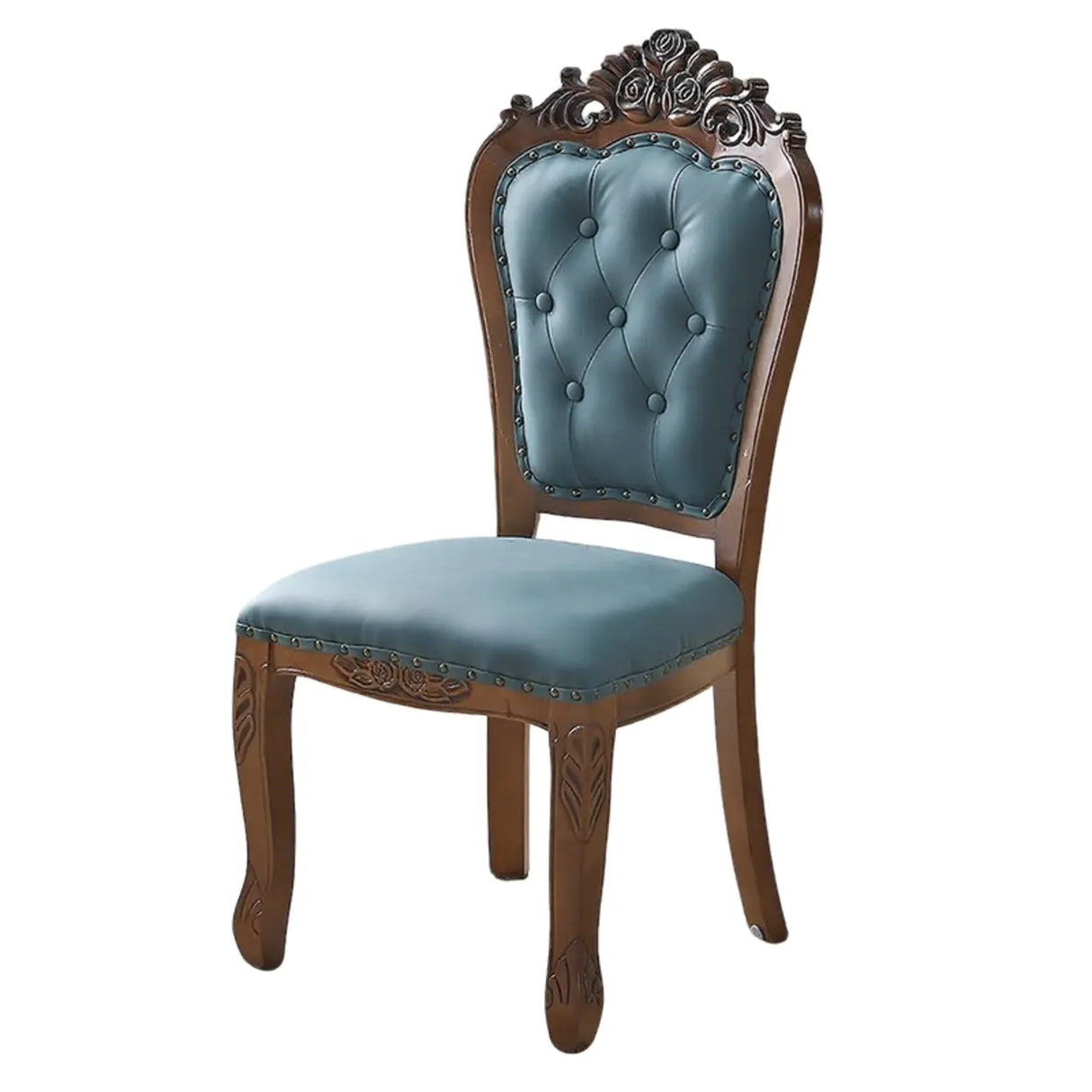 European Style Vintage Wooden Upholstered Dining Chair Image - 9