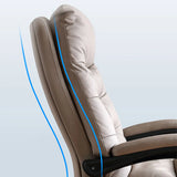 Executive Recliner Calfskin Adjustable Taupe Office Chair Image - 13