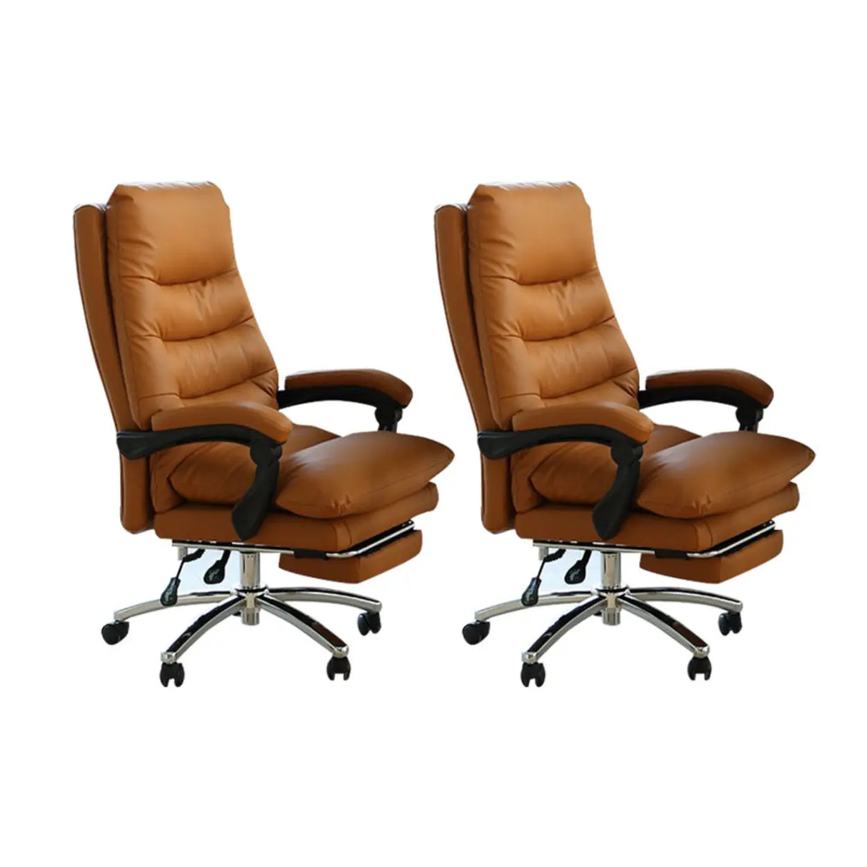 Executive Recliner Calfskin Adjustable Taupe Office Chair Image - 14