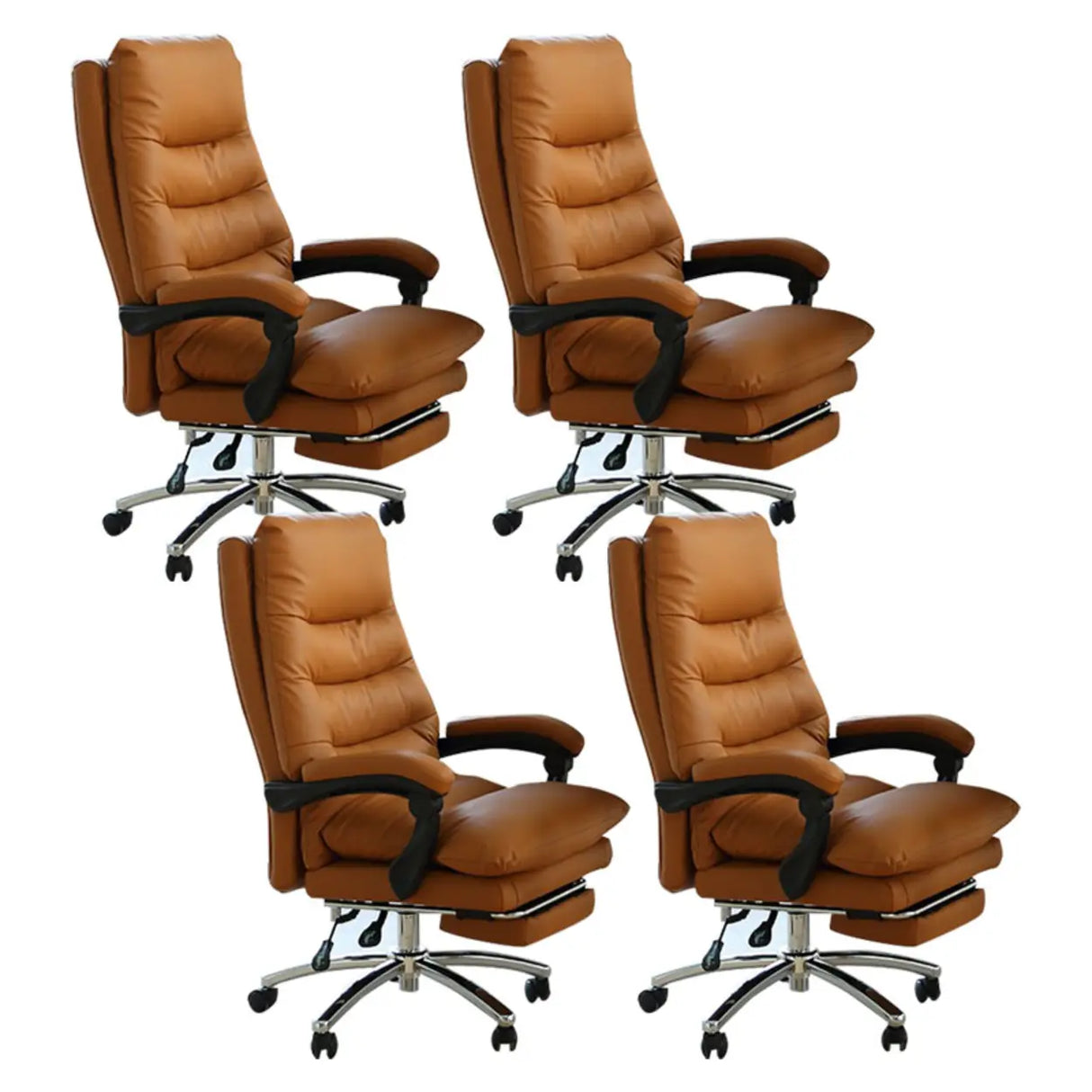Executive Recliner Calfskin Adjustable Taupe Office Chair Image - 15