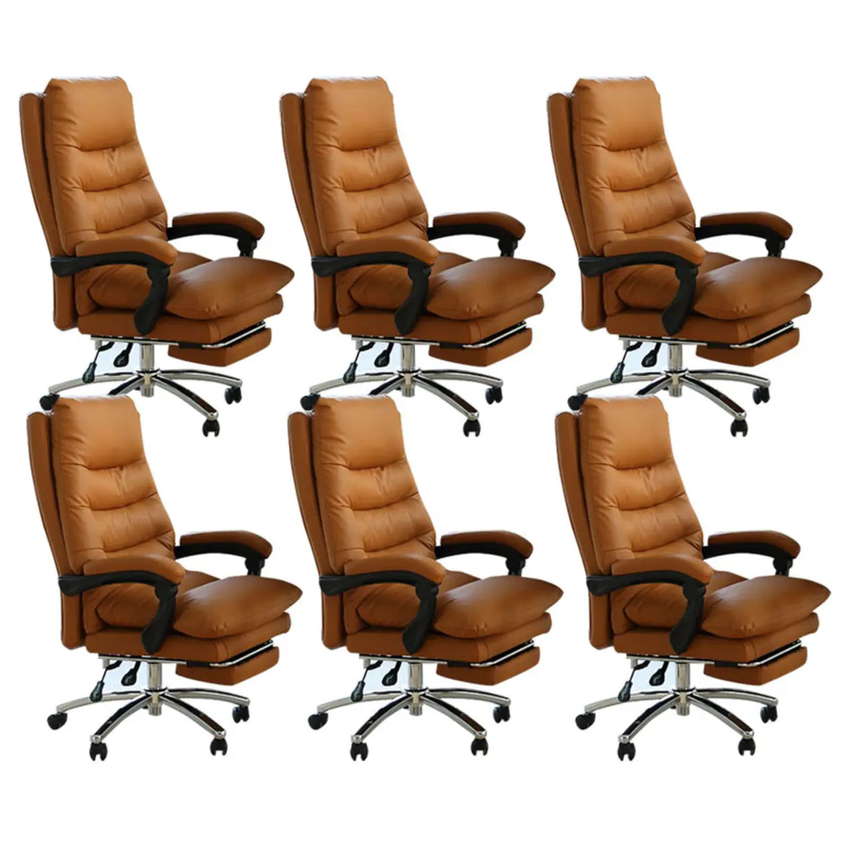 Executive Recliner Calfskin Adjustable Taupe Office Chair Image - 17