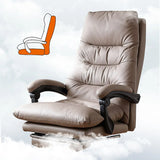Executive Recliner Calfskin Adjustable Taupe Office Chair Image - 18