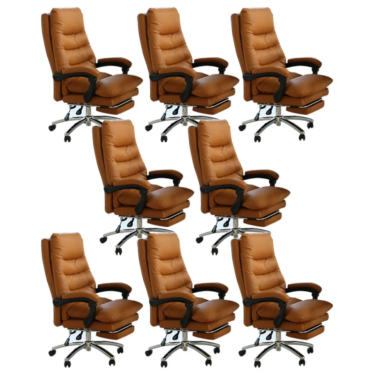 Executive Recliner Calfskin Adjustable Taupe Office Chair Image - 19
