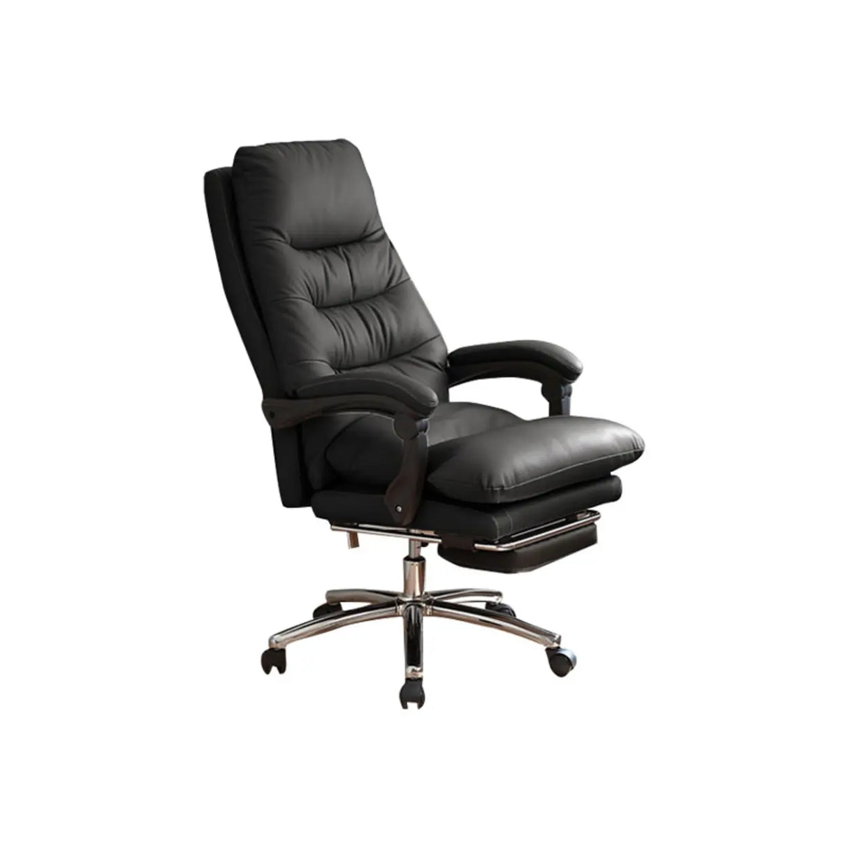 Executive Recliner Calfskin Adjustable Taupe Office Chair Image - 3