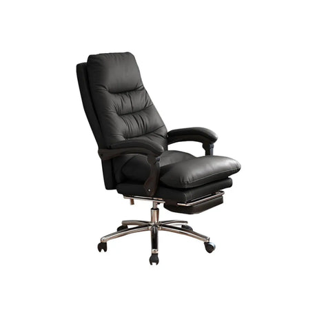 Executive Recliner Calfskin Adjustable Taupe Office Chair Image - 3