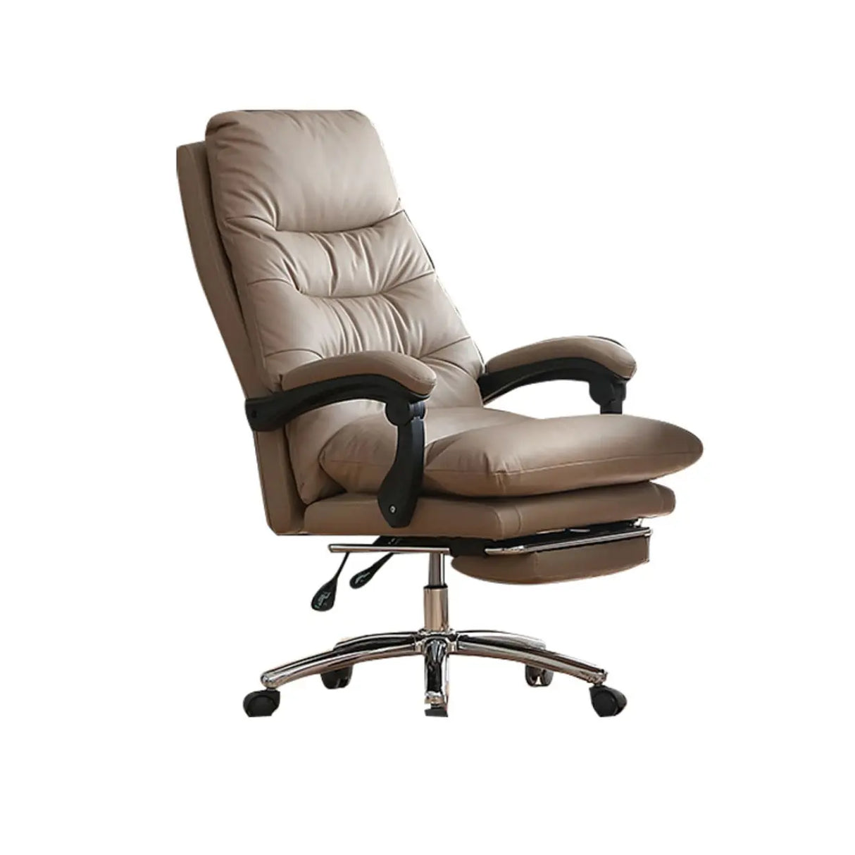 Executive Recliner Calfskin Adjustable Taupe Office Chair Image - 22