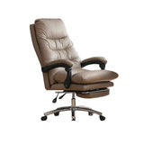 Executive Recliner Calfskin Adjustable Taupe Office Chair Image - 22