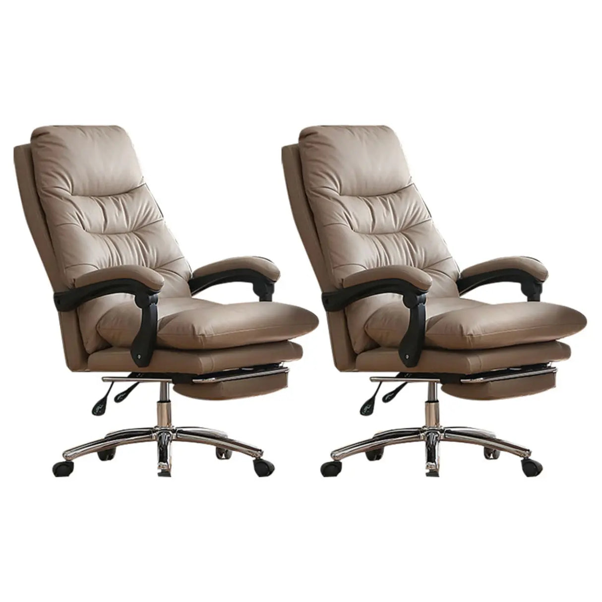 Executive Recliner Calfskin Adjustable Taupe Office Chair Image - 23