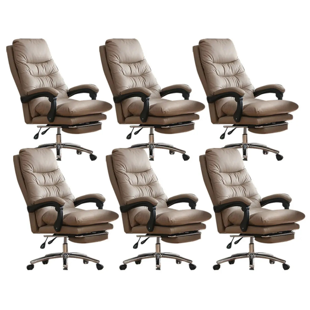 Executive Recliner Calfskin Adjustable Taupe Office Chair Image - 25