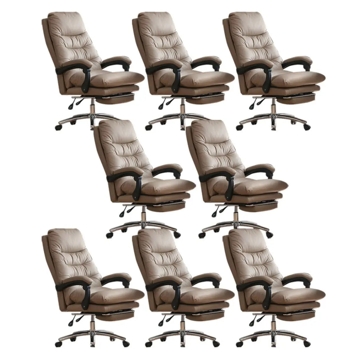 Executive Recliner Calfskin Adjustable Taupe Office Chair Image - 26