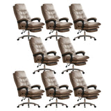 Executive Recliner Calfskin Adjustable Taupe Office Chair Image - 26