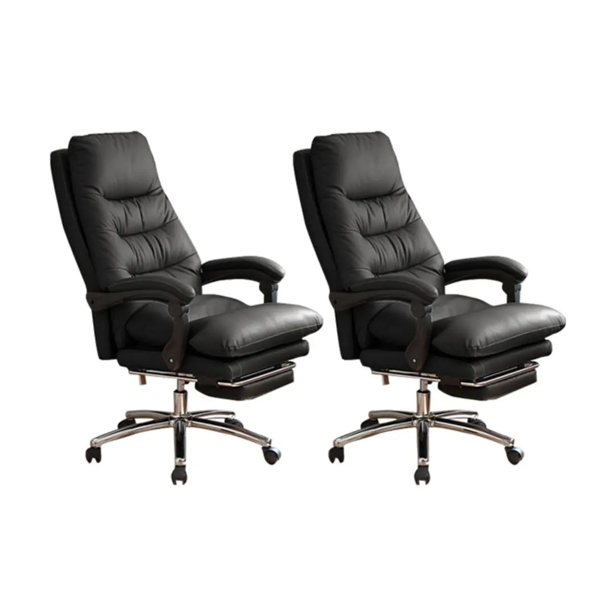 Executive Recliner Calfskin Adjustable Taupe Office Chair Image - 4