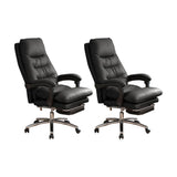 Executive Recliner Calfskin Adjustable Taupe Office Chair Image - 4