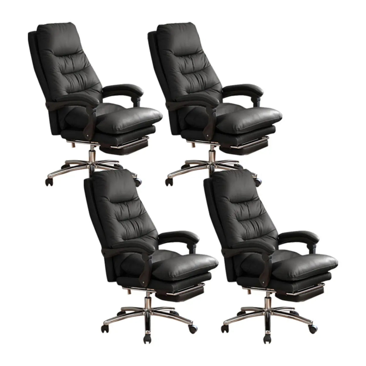 Executive Recliner Calfskin Adjustable Taupe Office Chair Image - 6