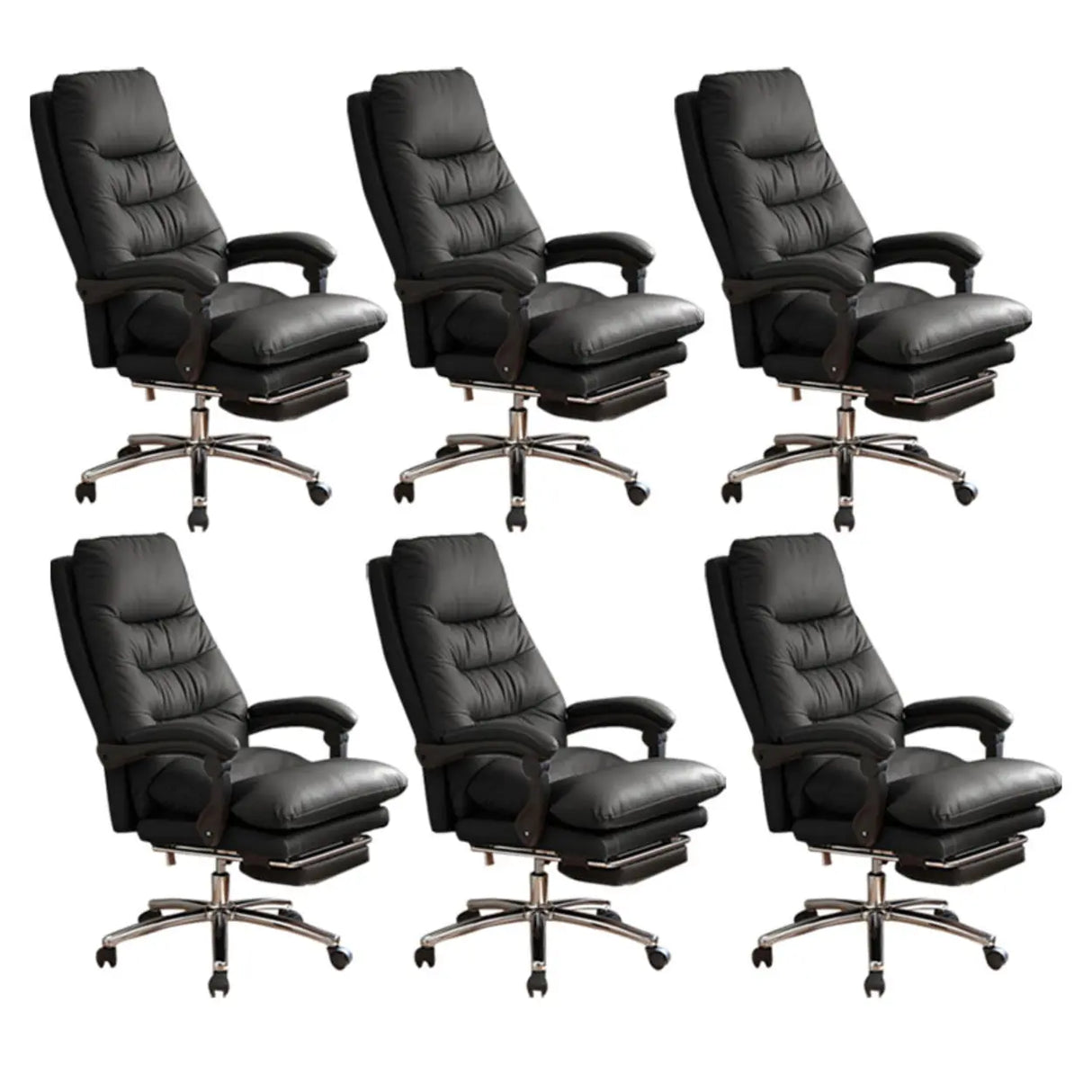 Executive Recliner Calfskin Adjustable Taupe Office Chair Image - 8