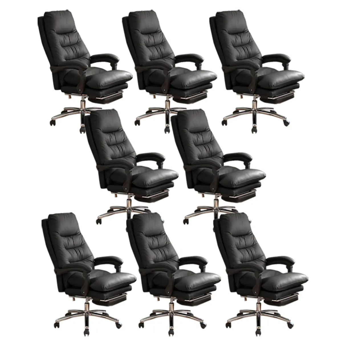 Executive Recliner Calfskin Adjustable Taupe Office Chair Image - 9