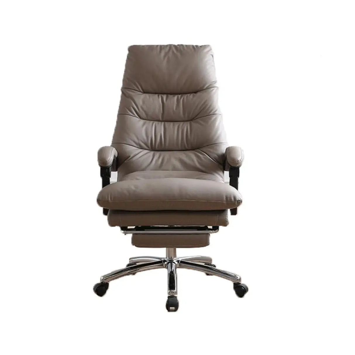 Executive Recliner Calfskin Adjustable Taupe Office Chair Image - 10