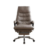 Executive Recliner Calfskin Adjustable Taupe Office Chair Image - 10