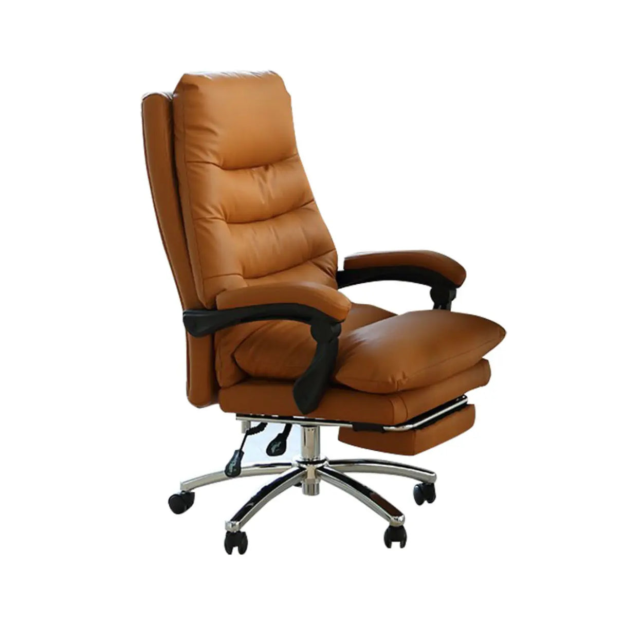 Executive Recliner Calfskin Adjustable Taupe Office Chair Image - 11