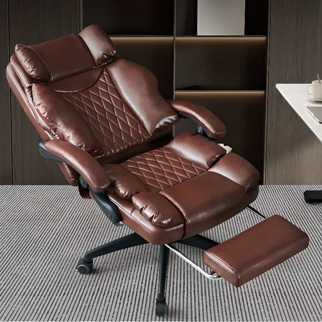 Executive Swivel Recliner Leather Adjustable Office Chair Image - 1