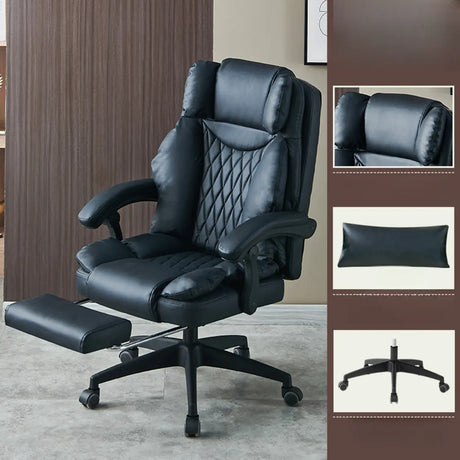 Executive Swivel Recliner Leather Adjustable Office Chair Image - 2