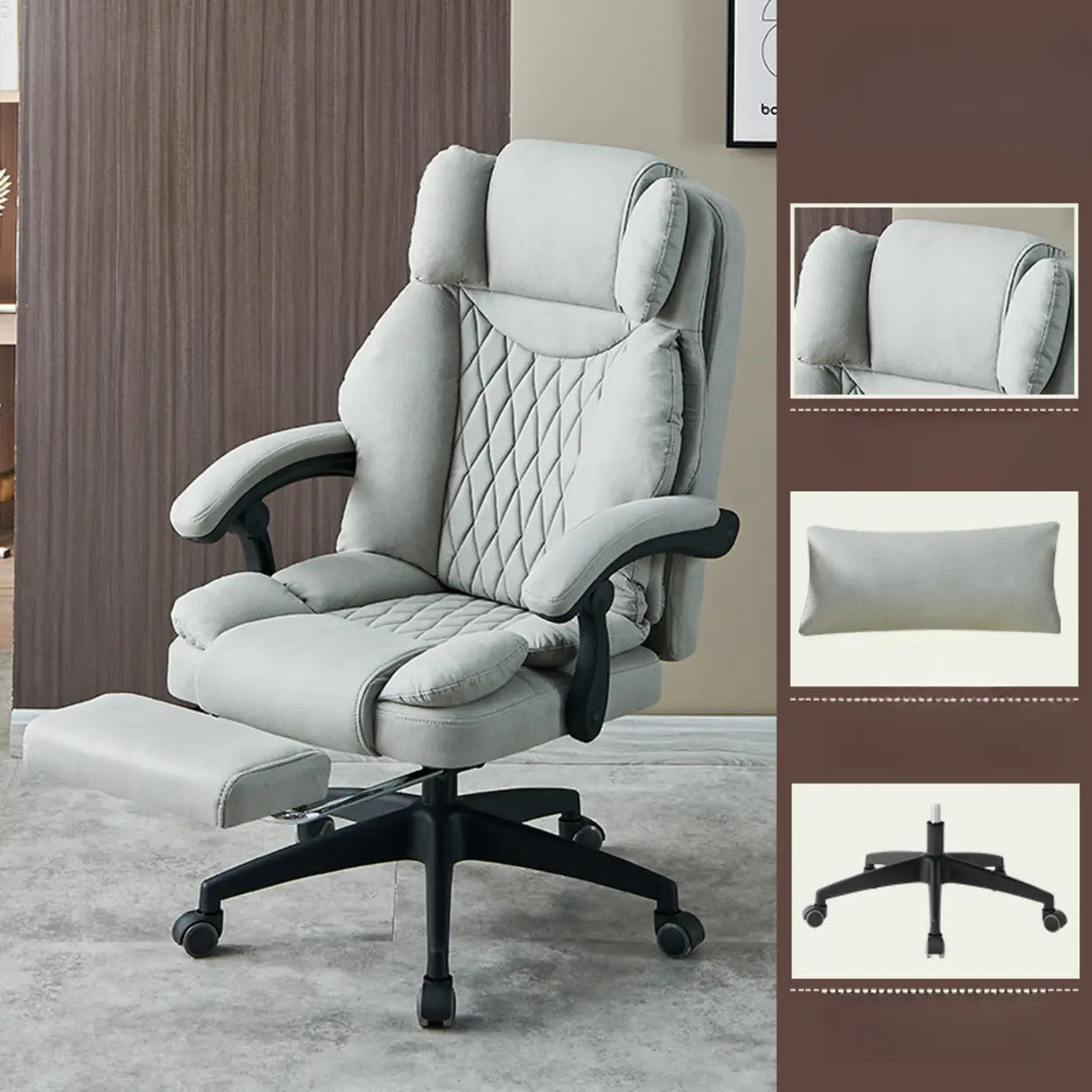 Executive Swivel Recliner Leather Adjustable Office Chair Image - 3