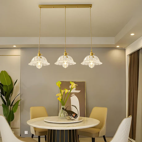 Exquisite 3-Light Clear Flower Island Pendant Light Image - 1