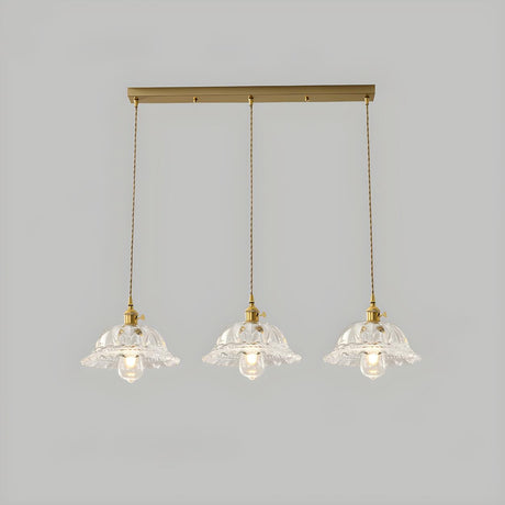 Exquisite 3-Light Clear Flower Island Pendant Light Image - 2