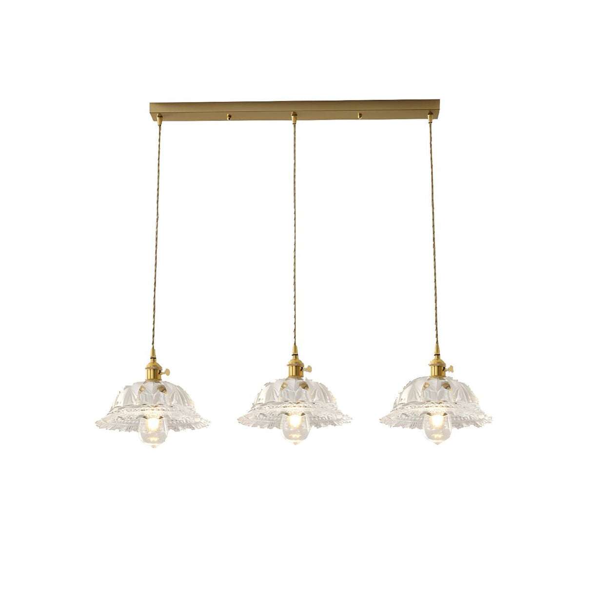 Exquisite 3-Light Clear Flower Island Pendant Light Image - 6